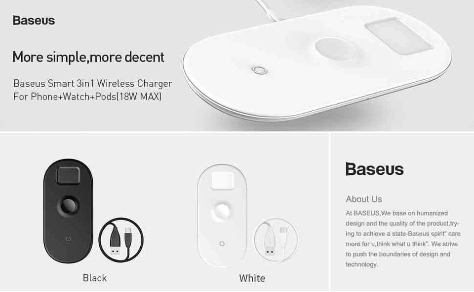 3 in 1 Wireless Fast Charging Pad for iPhone, Airpods and iWatch Qi - pepmyphone
