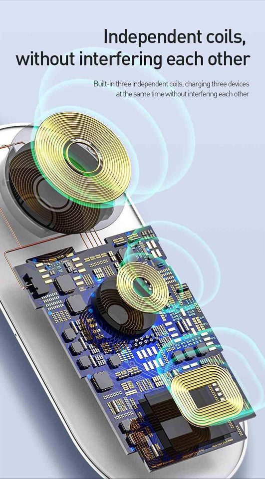 3 in 1 Wireless Fast Charging Pad for iPhone, Airpods and iWatch Qi - pepmyphone