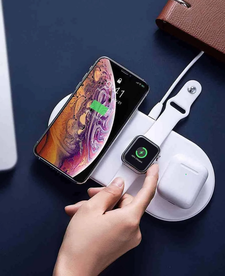 3 in 1 Wireless Fast Charging Pad for iPhone, Airpods and iWatch Qi - pepmyphone