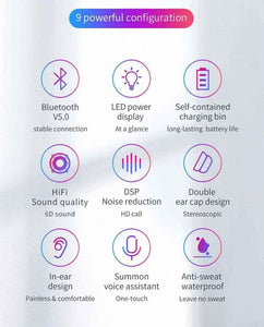TWS Bluetooth 5.0 Stereo Wireless Earpods with HD Microphone - pepmyphone