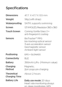 Amazfit T-Rex SmartWatch Tech Specs pepmyphone.com