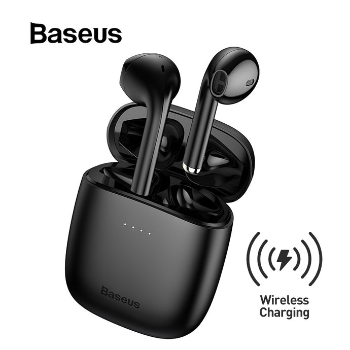 TWS Bluetooth 5.0 Wireless Stereo Touch Control Ear Pods with Wireless Charging - Black