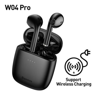TWS Bluetooth 5.0 Wireless Stereo Touch Control Ear Pods with Wireless Charging  - Black